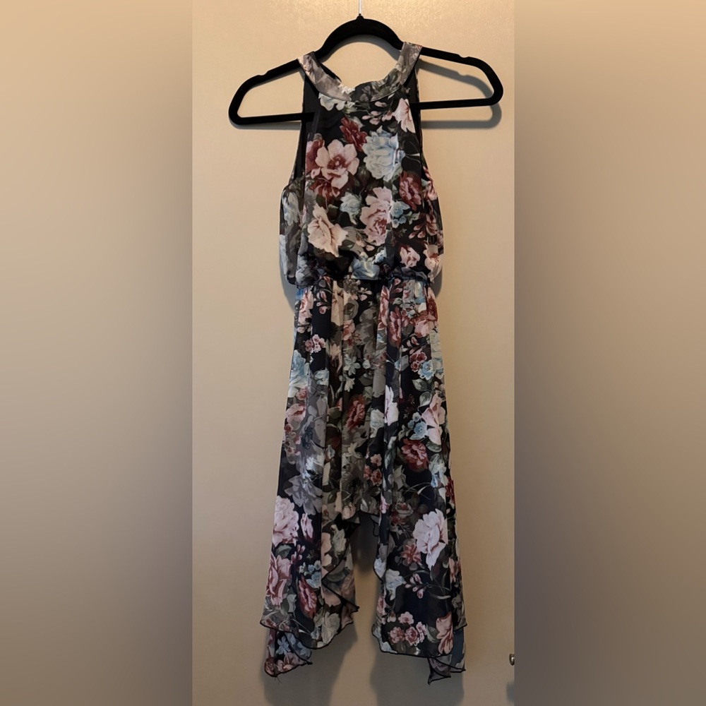 Charming Floral Kids Dress - Black and Pink
